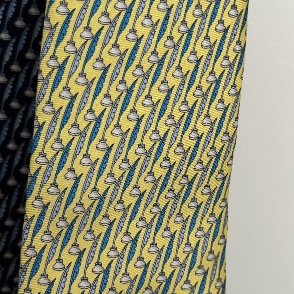 Silk Blue and Yellow Patterned Ties for Business - Picture 3 of 11